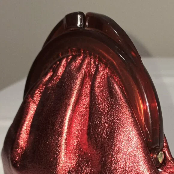 NARIVA VINTAGE RED/SILVER CLUTCH COIN PURSE BRITISH BRAND WOMEN OS - Picture 6 of 9